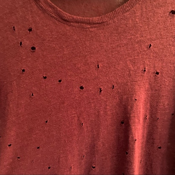 IRO REVOLVE Cut out Clay Distressed Short Sleeve Tee Size Small‎ Burgundy - Picture 5 of 8